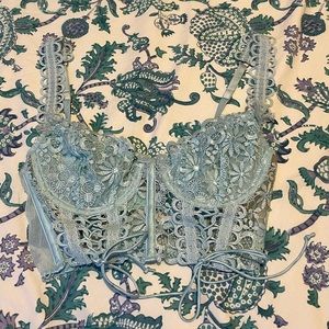 For Love and Lemons Light Blue Lace Bustier